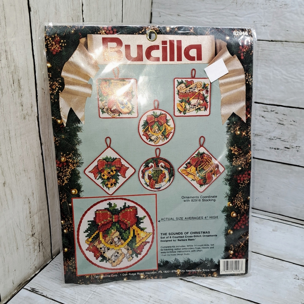 Bucilla 82946 ©1991 Counted Cross Stitch The Sounds of Christmas Ornaments Kit